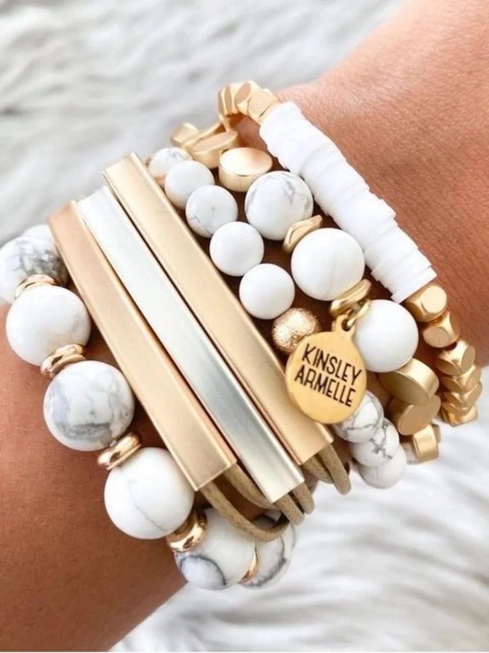 Kinsley Armelle Metallic Collection Hybrid Gold Silver Multi-Strand Bracelet